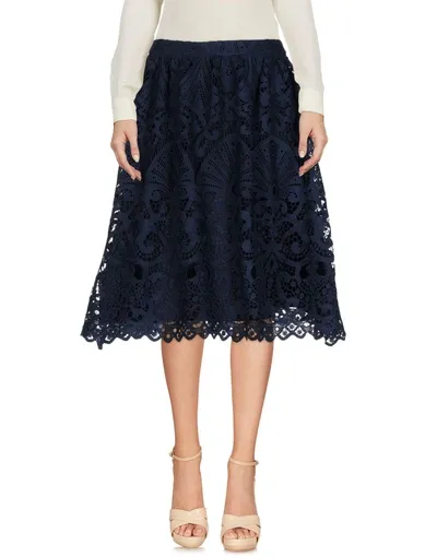 Alice And Olivia Knee Length Skirt In Dark Blue