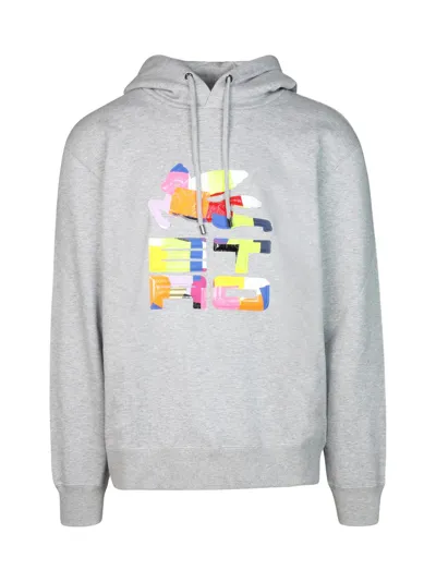 Etro Patchwork Logo-print Rib-trimmed Hoodie In Gray