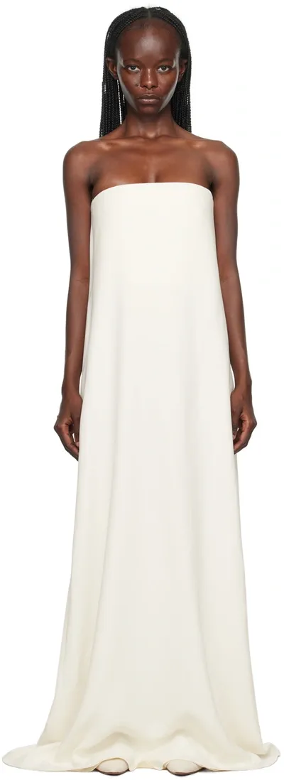 The Row Pau Strapless Silk Crepe De Chine Gown In Off White