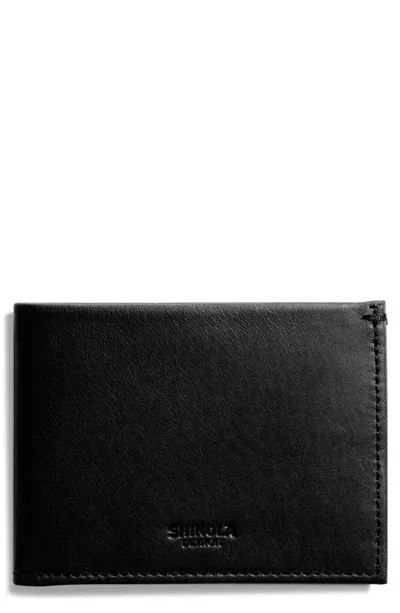 Shinola Slim Bifold Leather Wallet In Black