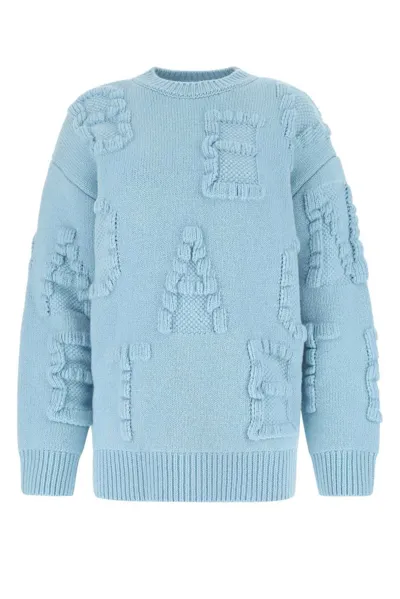 Bottega Veneta Alphabet Blue Jacquard-knit Jumper In Pale Blue