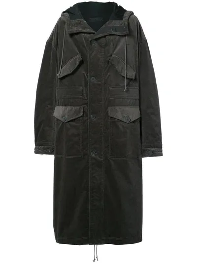 Haider Ackermann Oversized Long Hooded Coat In Green