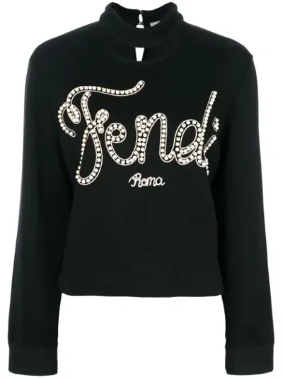 Fendi Logo Embroidered Sweatshirt In Nocolor