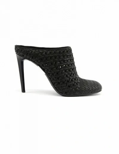 Haider Ackermann Leather Wicker Heeled Mules In Black