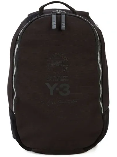 Y-3 Logo Print Backpack - Black