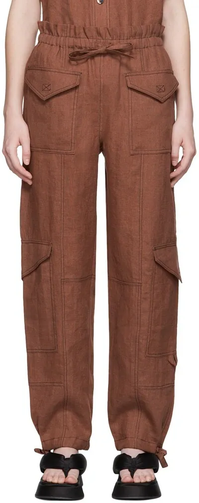 Ganni Brown Hemp Cargo Trousers