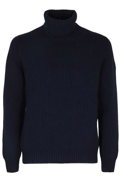 Hogan Logo Patch Turtleneck Knitted Jumper In Black