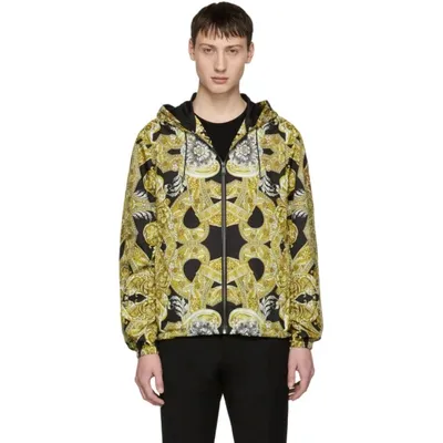 Versace Black & Tan Nylon Baroque Jacket