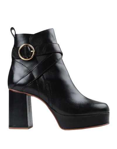 See By Chloé Lyna High Heels Ankle Boots In Black Leather