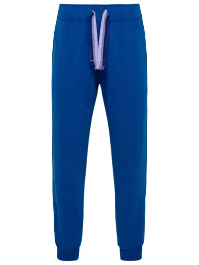 Lanvin Cotton Curb Sporty Pants In Blue Ocean