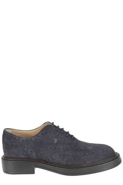 Tod's Derby Bucature Formale Gomma 62c Laced Shoe In Blue