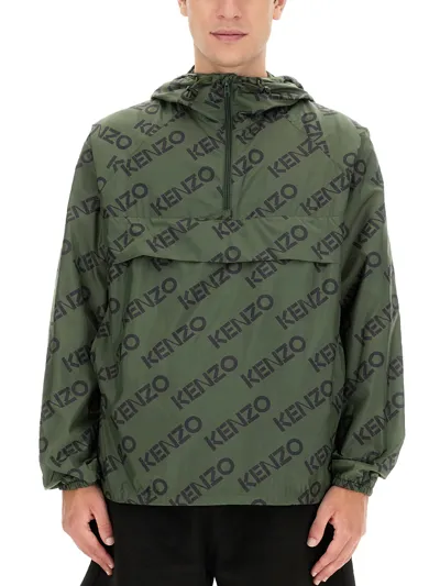 Kenzo Monogram Windbreaker In Brown