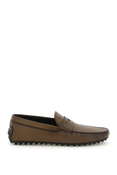 Tod's Leather Gommino Driver Loafers In Brown