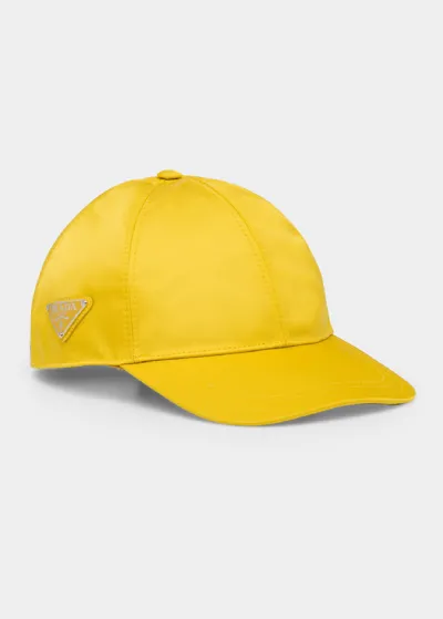 Prada Re-nylon Baseball Cap In Yellow