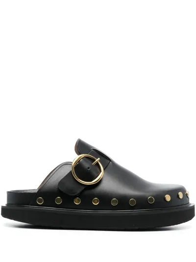 Isabel Marant Stud-embellished Leather Mules In Black