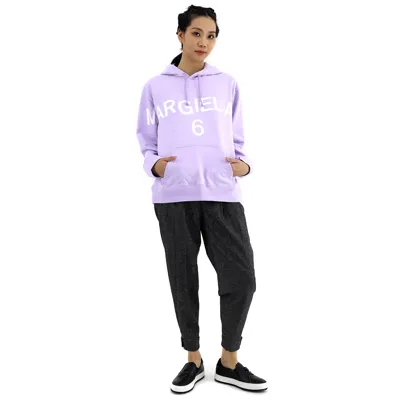 Mm6 Maison Margiela Lilac Cotton Maxi Logo Hoodie