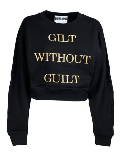 Moschino Embroidered Slogan Jumper In Black