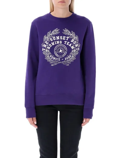 Golden Goose Graphic-print Long-sleeve Sweatshirt In Purple