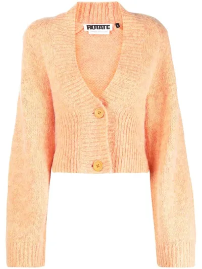 Rotate Birger Christensen Peach-coloured Wool And Alpaca Cardigan In Orange