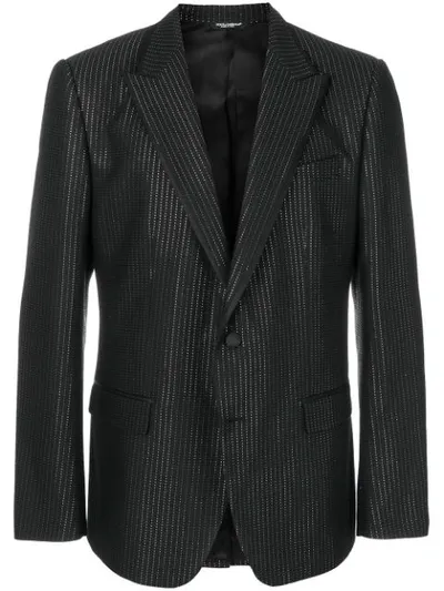 Dolce & Gabbana Metallic Dotted Blazer In Black