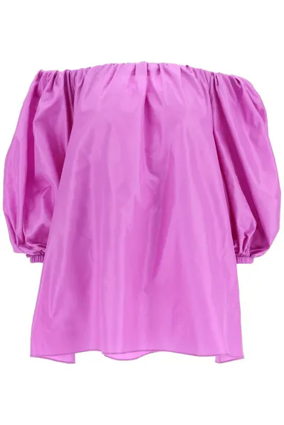 Valentino Washed Taffeta Top In Purple