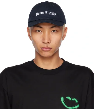 Palm Angels Navy Blue Logo-embroidery Baseball Cap