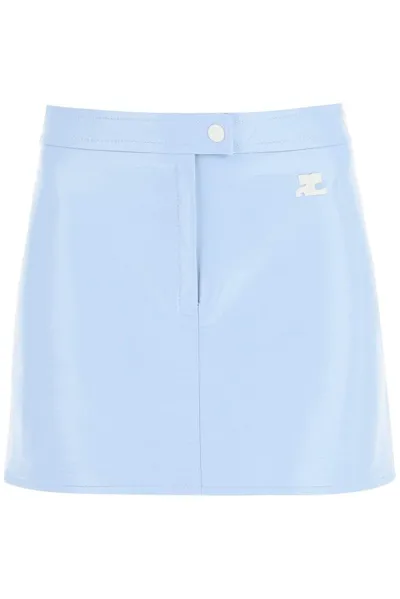 Courrèges Reedition Vinyl Mini Skirt Woman Light Blue In Cotton In Purple