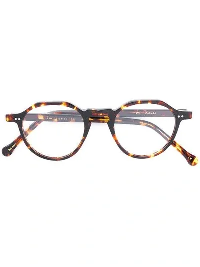 Lesca Tortoiseshell Round Frame Glasses