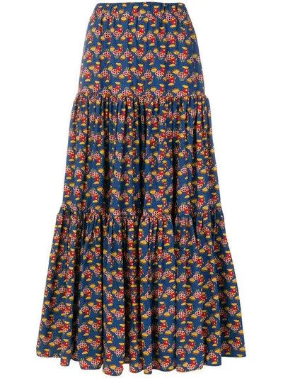 La Doublej Patterned Skirt In Blue