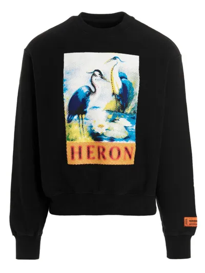 Heron Preston Halftone Heron Brand-print Cotton Sweatshirt In Black