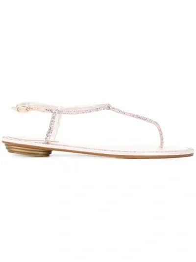 René Caovilla Embellished Sandals In Pink