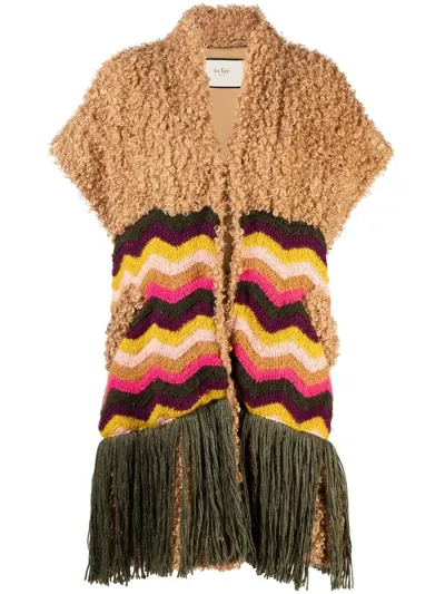 Tu Lizé Teddy Vest With Knitted Inserts In Multicolor