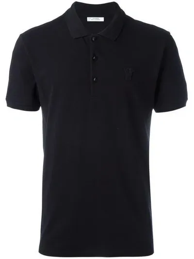 Versace Embroidered Polo Shirt In Black