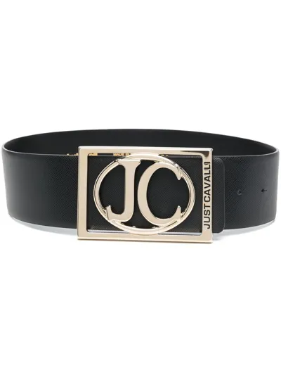 Just Cavalli Logo Plaque Belt In Black