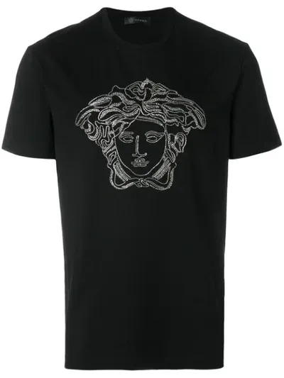 Versace Medusa Crystal-embellished T-shirt In Black