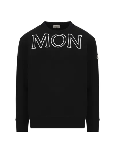 Moncler Logo-print Long-sleeved Sweater In Black