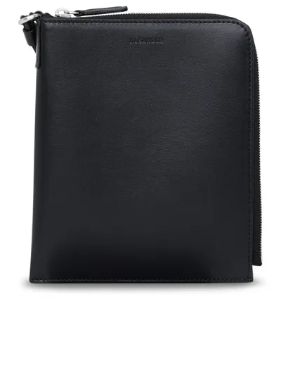 Jil Sander Logo Embossed Zipped Wallet In Black