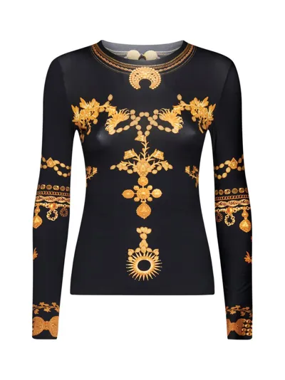 Marine Serre Oversize Moon Print Top In Black,gold