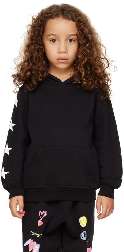 Golden Goose Kids' Star-print Zip-up Hoodie In Black White