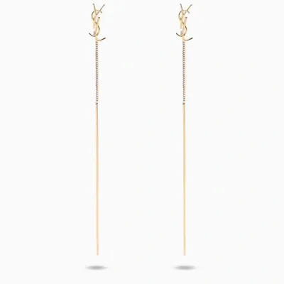 Saint Laurent Gold-tone Monogram Pendant Earrings In Metal