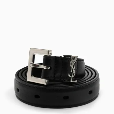 Saint Laurent Black Leather Belt With Logo