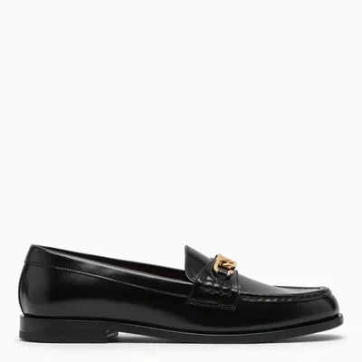 Valentino Garavani Black Leather Loafers With Logo