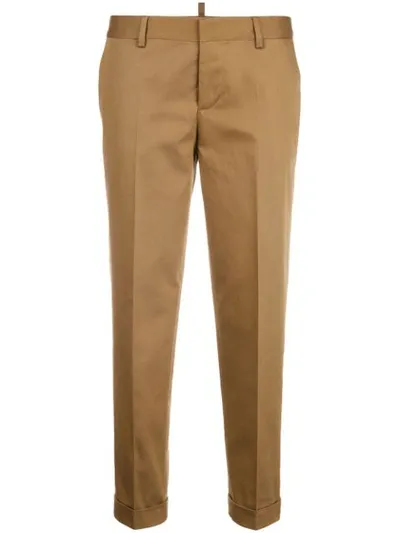 Dsquared2 Cropped Tailored Trousers In Brown