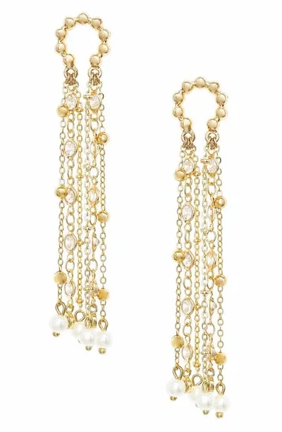 Ettika Fringe Drop Frontal Hoop Earrings In Gold