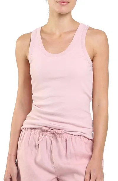 Papinelle Ribbed Shelf Bra Tank In Dusty Pink