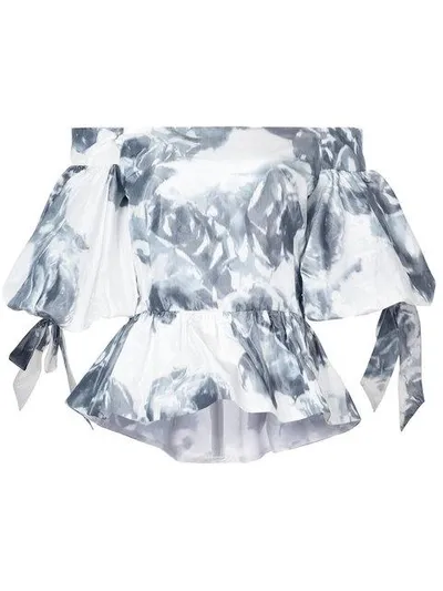 Marchesa Rose Print Top In White