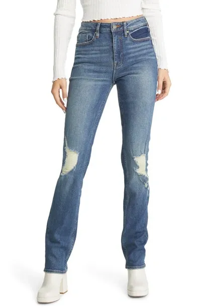 Vigoss Ace Ripped Deconstructed High Waist Straight Leg Jeans In Blue