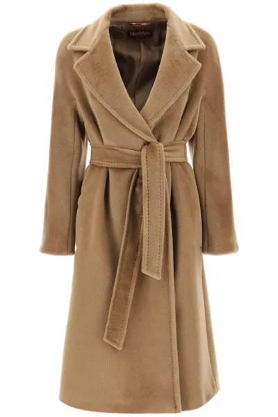 Max Mara Studio Belted Coat In Beige