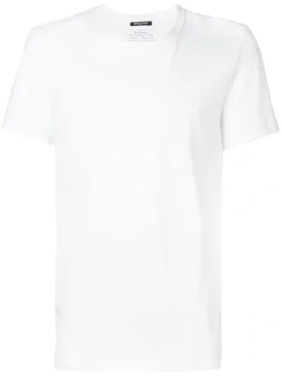 Balmain Logo Embossed T-shirt In White