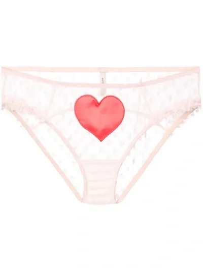 Morgan Lane Silk Heart Polka Dot Briefs In Pink